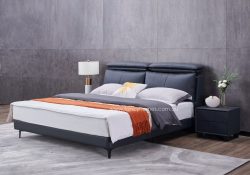Fancy Homes Miles Contemporary Leather Bed Frame Leather Beds Online with Adjustable Headrests
