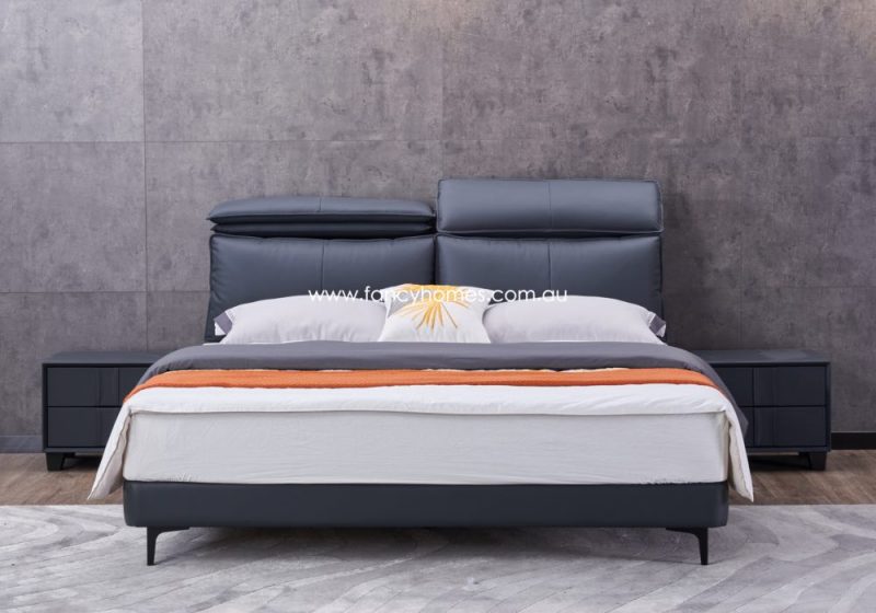 Fancy Homes Miles Contemporary Leather Bed Frame Leather Beds Online Adjustable Headrests Front
