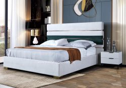 Fancy Homes Cosette Contemporary Fabric Bed Frame Fabric Beds Online with Golden Trims