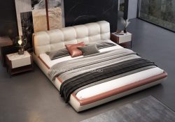 Fancy Homes Odetta Contemporary Leather Bed Frame Leather Beds Online with High-density Foam Bed Head Board