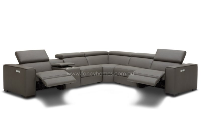 Fancy Homes Albert Contemporary Recliner Corner Leather Sofa Dark Grey