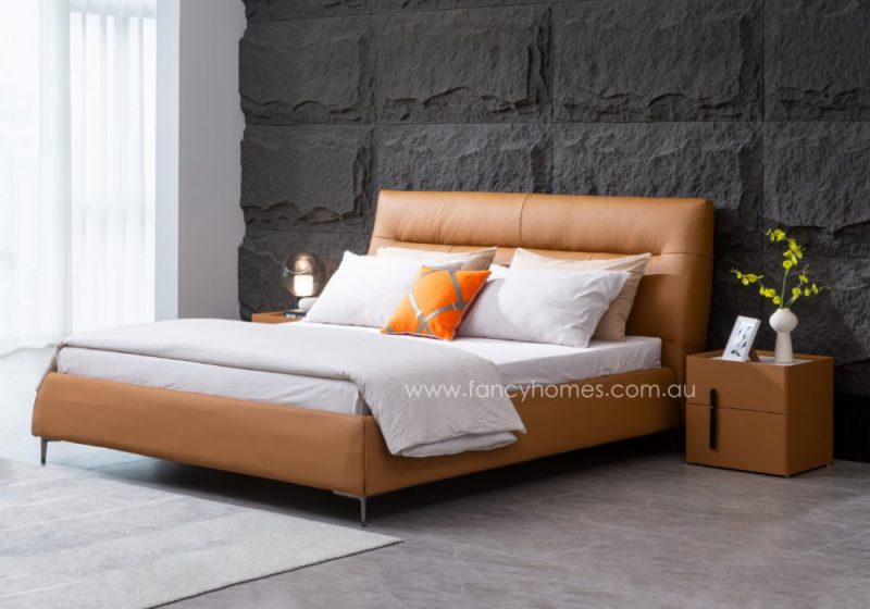 Fancy Homes Octavia Contemporary Leather Bed Frame Leather Bed Online