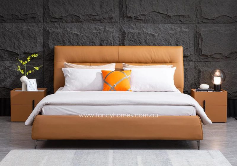 Fancy Homes Octavia Contemporary Leather Bed Frame Leather Beds Online Front