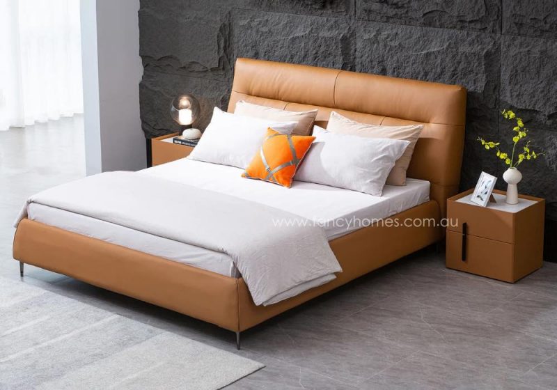 Fancy Homes Octavia Contemporary Leather Bed Frame Leather Beds Online
