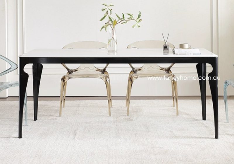 Fancy Homes Fletcher Sintered Stone Top Dining Table Black Base Tables Four Legs Tables Customisable in Sizes