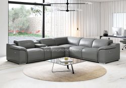 Fancy Homes Hogan Recliner Corner Leather Sofa Contemporary Style Recliner Sofa Fully Customisable Recliner Sofa Dark Grey Colour