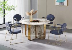 Fancy Homes Ivy Round Sintered Stone Dining Table Gold Base Customisable in Size and Sintered Stone Colour