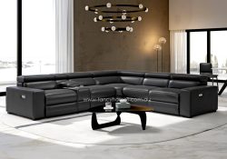 Fancy Homes Lorenzo Recliner Corner Leather Sofa Contemporary Style Recliner Sofa Fully Customisable Recliner Sofa Black Colour