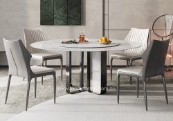 Ivy Round Sintered Stone Dining Table Black Base With Lazy Susan Customisable Options Choose Size Stone Colours