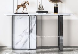 Fancy Homes Ivy Sintered Stone Console Table Black Base Customisable in Size, Shape and Sintered Stone Colour Hall Way Table