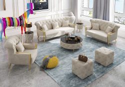 Fancy Homes Sonata Lounges Suites Fabric Sofa White Velvet Button Tufted Sofa Chesterfield Sofa