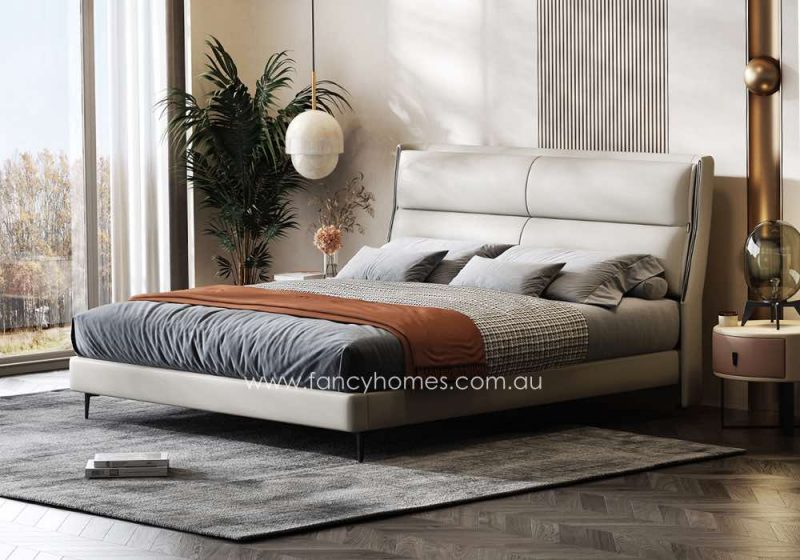 Fancy Homes Astrid Contemporary Leather Bed Frame Leather Beds Online