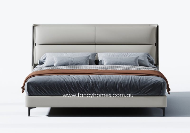 Fancy Homes Astrid Contemporary Leather Bed Frame Leather Bed Front
