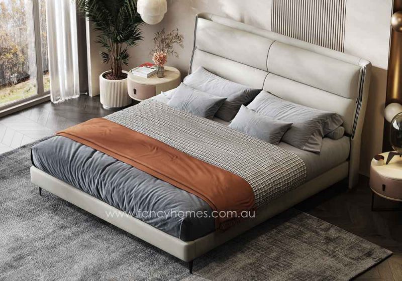 Fancy Homes Astrid Contemporary Leather Bed Frame Leather Beds Online Top