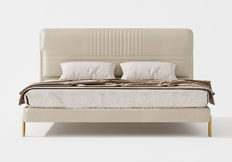 Fancy Homes Contemporary Leather Bed Frame Leather Beds Online Gold Legs Front