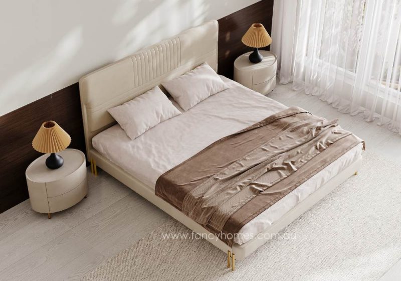 Fancy Homes Contemporary Leather Bed Frame Leather Beds Online Gold Legs Top