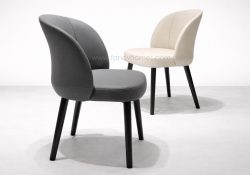Fancy Homes Amelia Customisable Dining Chair in Dark Grey and Off White Colour. Amelia Dining Chair is Customisable in Material and Colour