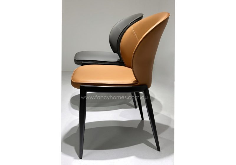 Fancy Homes Ava Dining Chair Dark Grey and Orange Colour Side