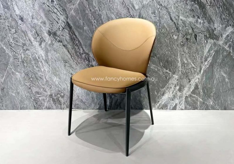 Fancy Homes Ava Dining Chair Tan Colour and Black Base