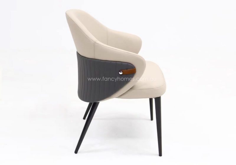 Fancy Homes Dallas Dining Chair Off White and Grey Side