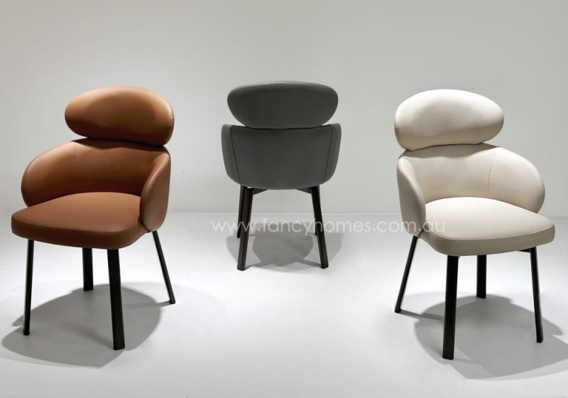 Fancy Homes Paige Dining Chair With Fixed or Swivel Legs in Off White Cream White Tan Colour Customisable in Colours