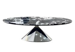 Fancy Homes Romeo Sintered Stone Marble Top Coffee Table Silver Base