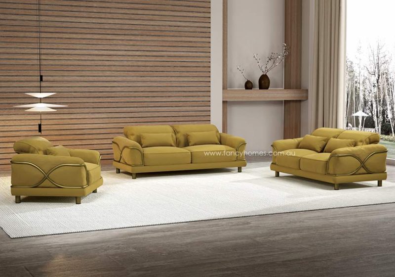 Fancy Homes Ayana Lounges Suites Fabric Sofa Gold and Mustard