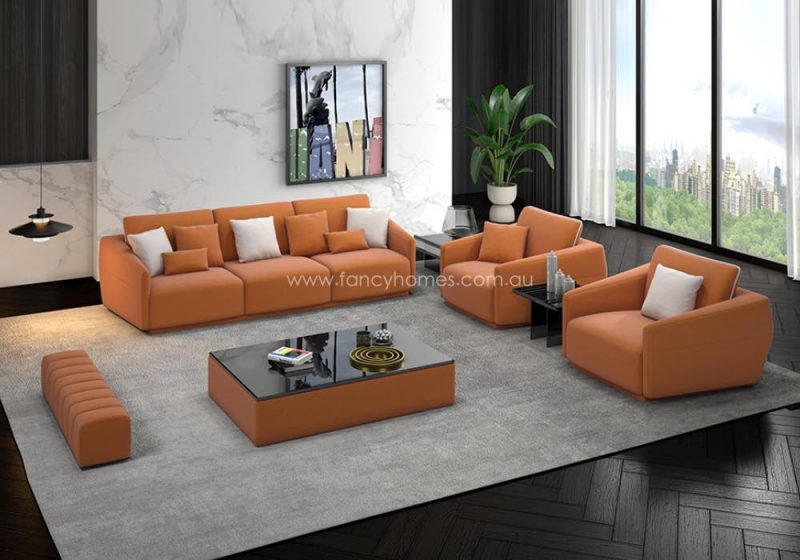 Fancy Homes Clement Lounges Suites Fabric Sofa Orange and White