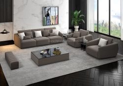 Fancy Homes Clement Lounges Suites Fabric Sofa Taupe and White