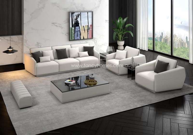 Fancy Homes Clement Lounges Suites Fabric Sofa White and Black