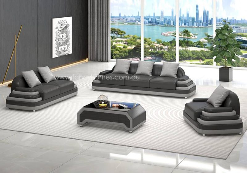 Fancy Homes Corvanna-D Lounges Suites Leather Sofa Dark Grey and Light Grey