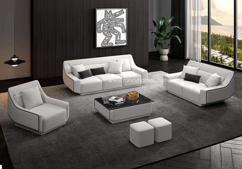 Fancy Homes Orion Lounges Suites Fabric Sofa White and Black