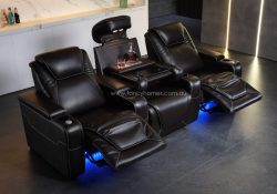 Fancy Homes Aventis Customisable Home Theatre Recliner Three Seats with Dropdown Console Table and Ambient Light and Reading Light