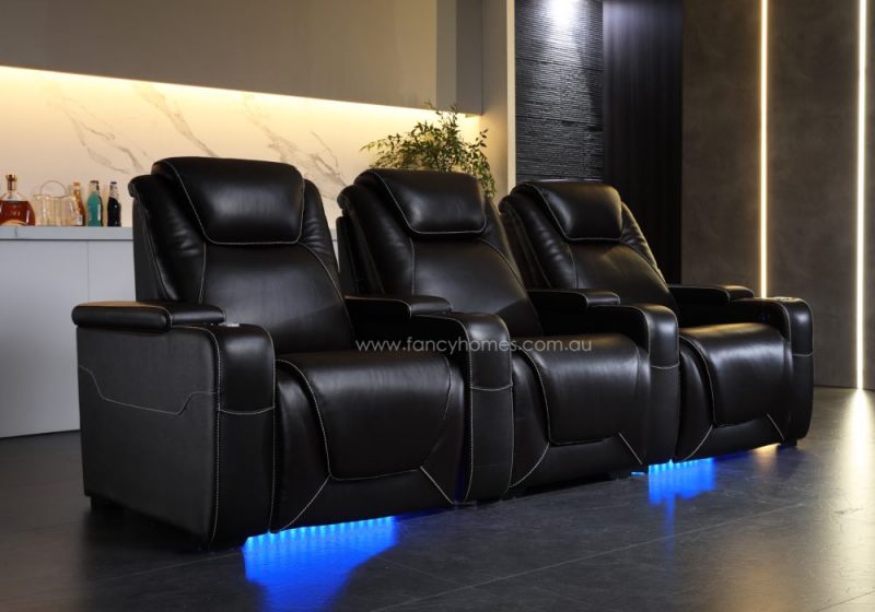 Fancy Homes Aventis Customisable Home Theatre Recliner Three Seats With Ambient Light