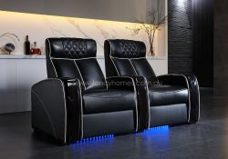 Fancy Homes Bottega Home Theatre Recliner Leather Sofa Row of Two with Ambient Led Light