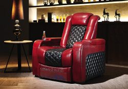 Fancy Homes Declan Home Theatre Recliner Leather Sofa Feature Electric Recliner German Engineered Motorise System