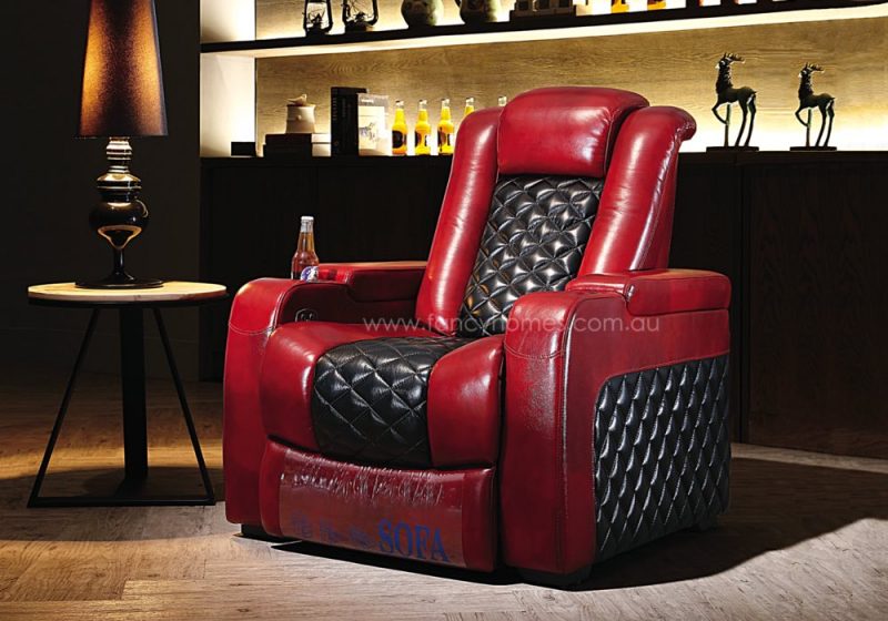 Fancy Homes Declan Home Theatre Recliner Leather Sofa Feature Electric Recliner German Engineered Motorise System
