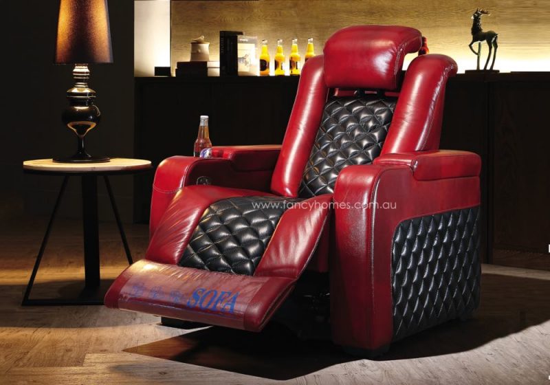 Fancy Homes Declan Home Theatre Recliner Leather Sofa Feature Electric Recliner German Engineered Motorise System