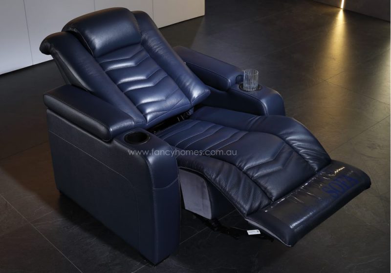Fancy Homes Lennox Home Theatre Recliner Leather Sofa Recliner Customisable in Colour, Size and Add on Functions