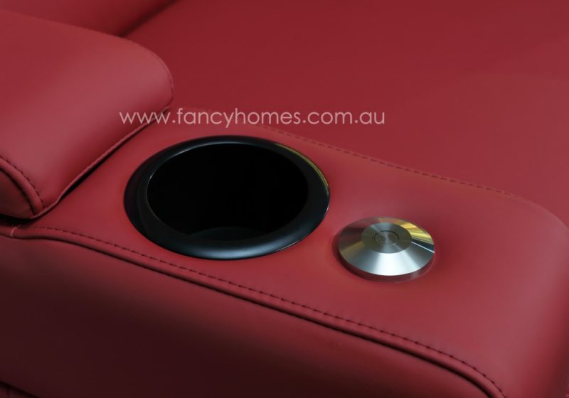 Fancy Homes Newman Customisable Home Theatre Recliner Leather Sofa With Cupholder and Accessories Port