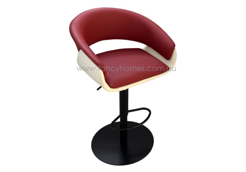 Fancy Homes Oakley Bar Stool is Customisable in Seat and Base Colour. Fancy Homes Oakley Bar Stool in Red and Cream with Black Base
