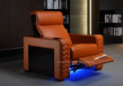 Raffaele Home Theatre Recliner Leather Sofa One Seat Power Recliner Ambient Light