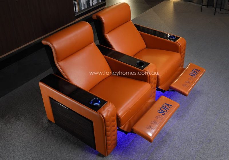 Raffaele Home Theatre Recliner Leather Sofa Two Seat Power Recliner Top