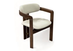 Fancy Homes Evangeline Designer Dining Chair Ashwood Legs Brown Colour Brown Wood or Gold Metal Decor Decor at the Back
