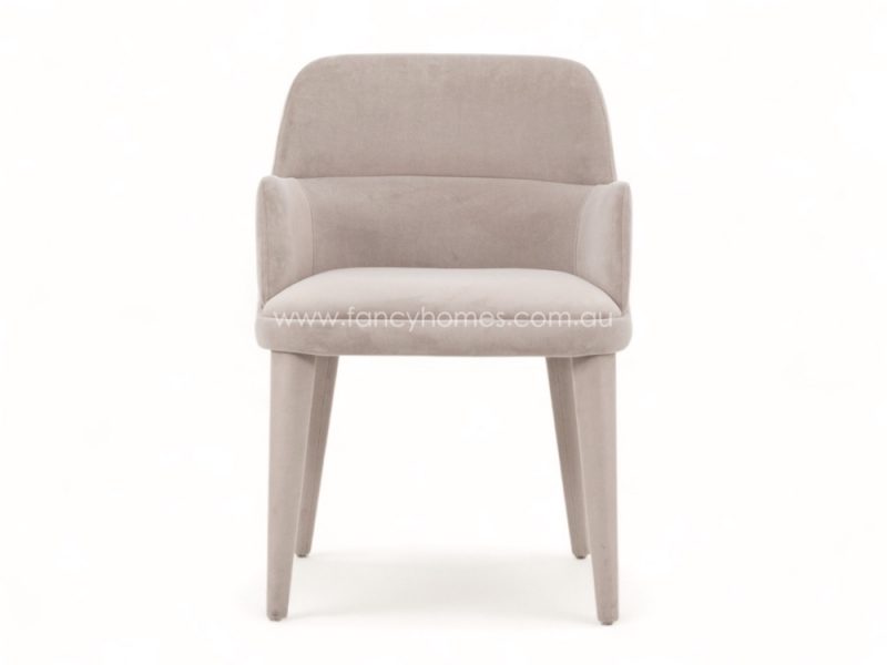Fancy Homes Haven Customisable Designer Arm Dining Chair Front. Fabric Covered Solid Beech Wood Chair Legs Match Table Effortlessly