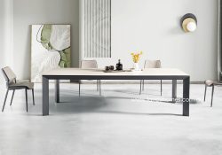 Fancy Homes Linea Sintered Stone Top Dining Table Front 220cm Sintered Stone Dining Table Featuring Straight Four Leg Design
