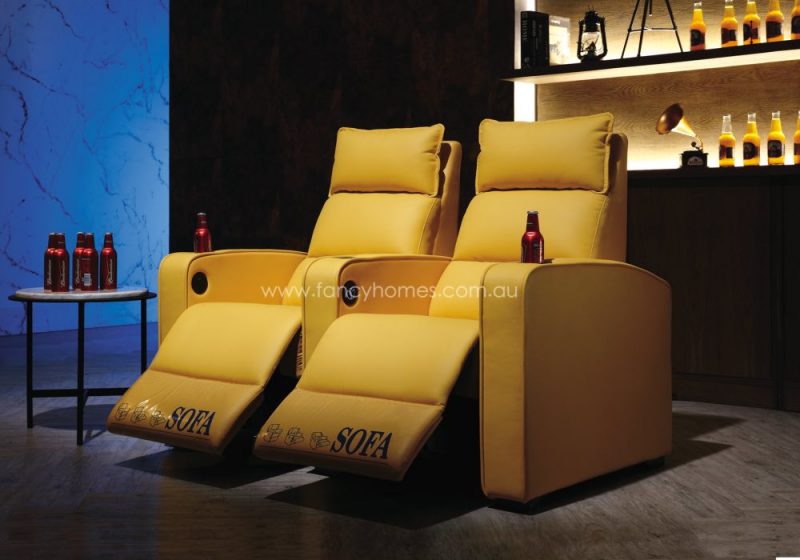 Fancy Homes Customisable Logan Home Theatre Recliner Leather Sofa Two Seat Power Recliner