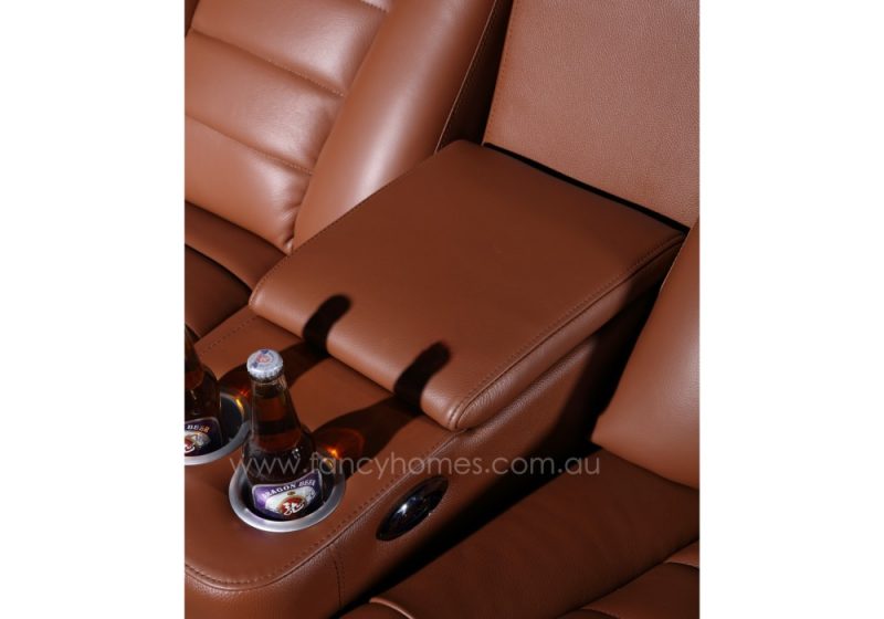 Fancy Homes Maxwell Home Theatre Recliner Leather Sofa Console Table with Cupholders and Storage