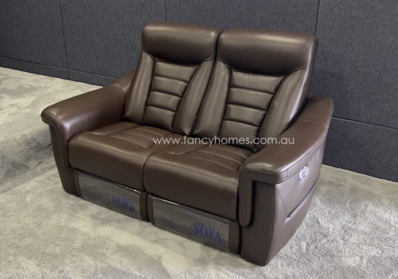 Fancy Homes Maxwell Customisable Home Theatre Recliner Leather Sofa Row of Two Seat