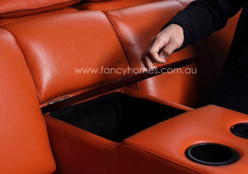 Fancy Homes Valentina Home Theatre Recliner Leather Sofa Console Table with Storage and Cupholders